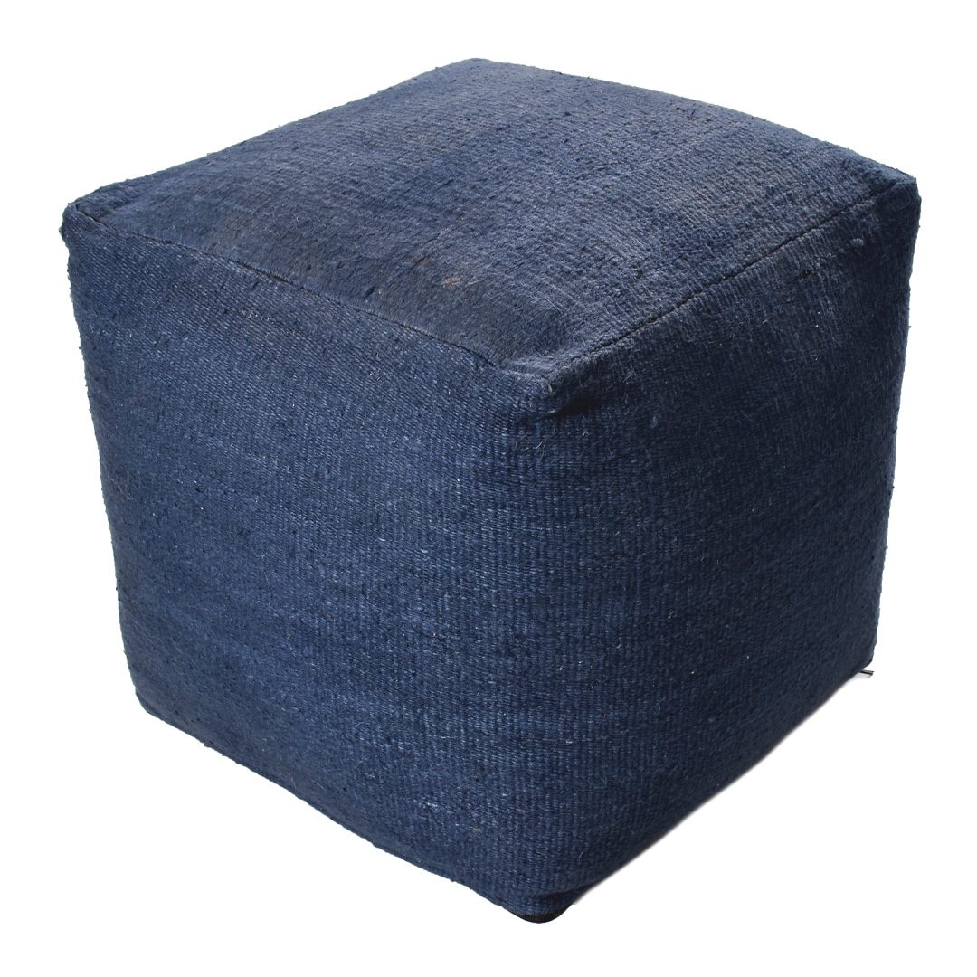 Blue Flat weave Pouf